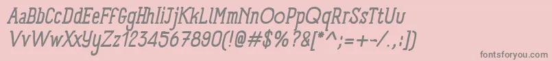 Więcej informacji o czcionce PanforteSerifRegularItalic Czcionka PanforteSerifRegularItalic – szare czcionki na różowym tle