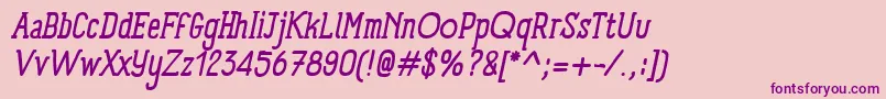 PanforteSerifRegularItalic-Schriftart – Violette Schriften auf rosa Hintergrund