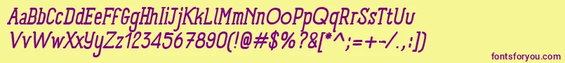 Police PanforteSerifRegularItalic – polices violettes sur fond jaune