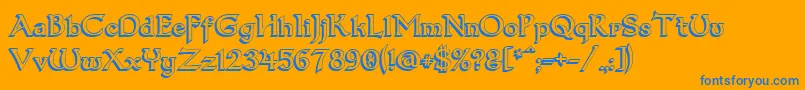 Dum33D Font – Blue Fonts on Orange Background