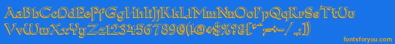 Dum33D Font – Orange Fonts on Blue Background
