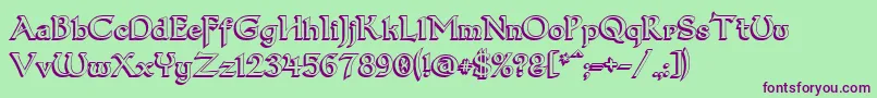 Dum33D-Schriftart – Violette Schriften auf grünem Hintergrund