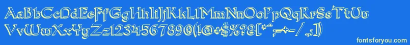 Dum33D Font – Yellow Fonts on Blue Background