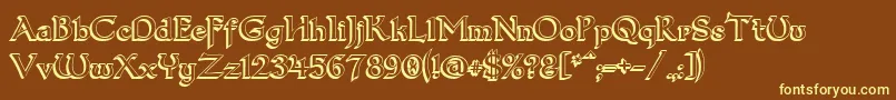 Dum33D Font – Yellow Fonts on Brown Background