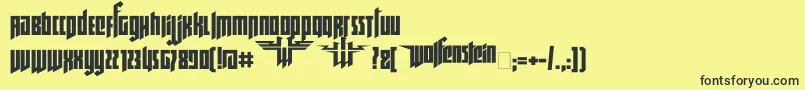 Ruswolfenstein-Schriftart – Schwarze Schriften auf gelbem Hintergrund