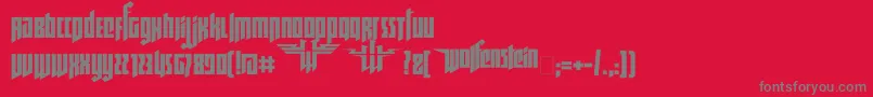 Ruswolfenstein-fontti – harmaat kirjasimet punaisella taustalla