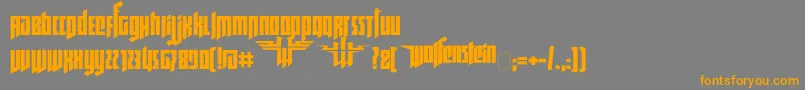 フォントRuswolfenstein – オレンジの文字は灰色の背景にあります。