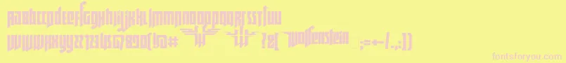 Ruswolfenstein-Schriftart – Rosa Schriften auf gelbem Hintergrund