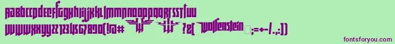 Ruswolfenstein-Schriftart – Violette Schriften auf grünem Hintergrund