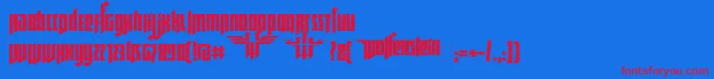 Ruswolfenstein-Schriftart – Rote Schriften auf blauem Hintergrund