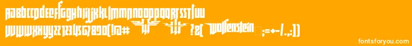 Fonte Ruswolfenstein – fontes brancas em um fundo laranja