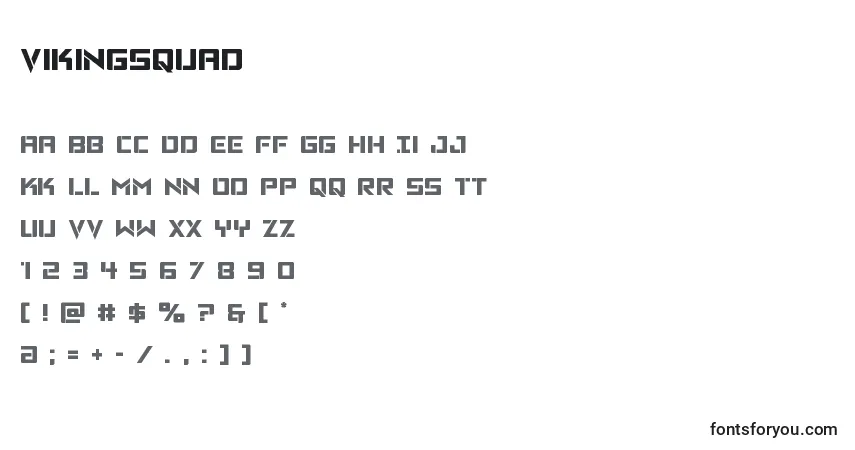 A fonte Vikingsquad – alfabeto, números, caracteres especiais