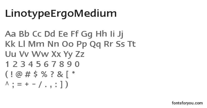 Шрифт LinotypeErgoMedium – алфавит, цифры, специальные символы