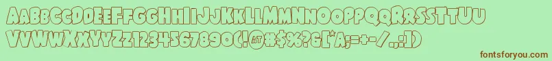 Shablagooout-Schriftart – Braune Schriften auf grünem Hintergrund