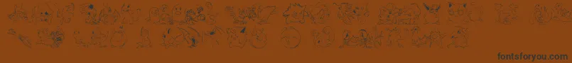 Lms Pokemon Master Dingbat-Schriftart – Schwarze Schriften auf braunem Hintergrund