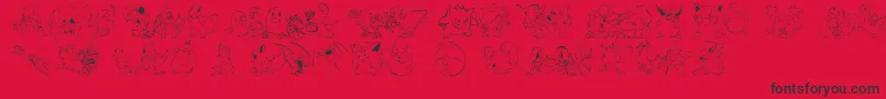 Lms Pokemon Master Dingbat-Schriftart – Schwarze Schriften auf rotem Hintergrund
