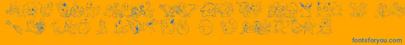 Lms Pokemon Master Dingbat-Schriftart – Blaue Schriften auf orangefarbenem Hintergrund