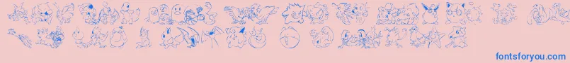 Czcionka Lms Pokemon Master Dingbat – niebieskie czcionki na różowym tle