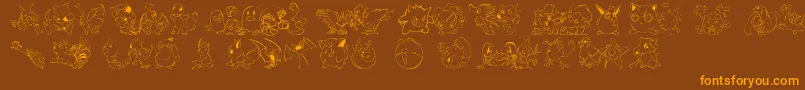Lms Pokemon Master Dingbat Font – Orange Fonts on Brown Background