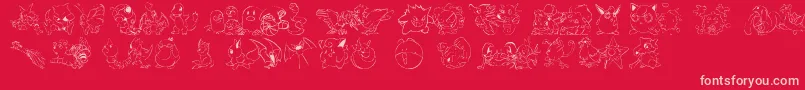 Lms Pokemon Master Dingbat-Schriftart – Rosa Schriften auf rotem Hintergrund