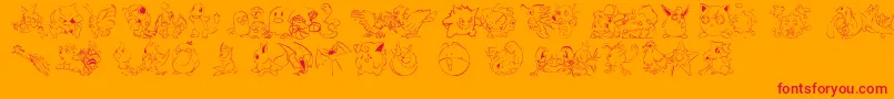 Lms Pokemon Master Dingbat Font – Red Fonts on Orange Background