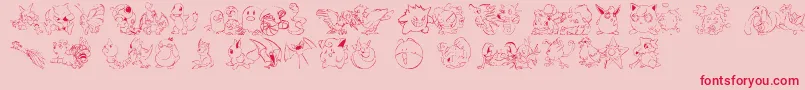 Fonte Lms Pokemon Master Dingbat – fontes vermelhas em um fundo rosa