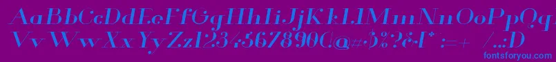 Glamor Extendeditalic-Schriftart – Blaue Schriften auf violettem Hintergrund