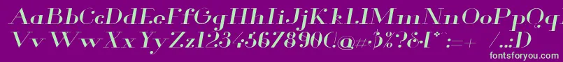 Glamor Extendeditalic Font – Green Fonts on Purple Background