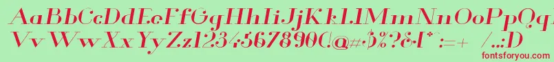 Glamor Extendeditalic-fontti – punaiset fontit vihreällä taustalla