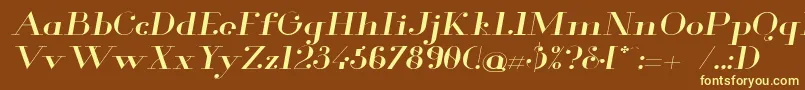 Glamor Extendeditalic-fontti – keltaiset fontit ruskealla taustalla