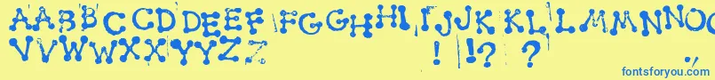 SmudgyDotStamps Font – Blue Fonts on Yellow Background