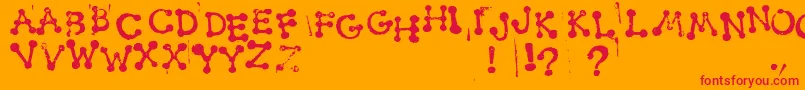 SmudgyDotStamps-Schriftart – Rote Schriften auf orangefarbenem Hintergrund