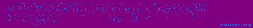 Elvencommonspeak-Schriftart – Blaue Schriften auf violettem Hintergrund