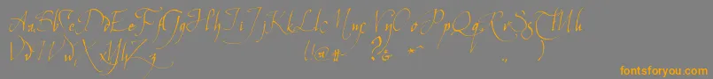 フォントElvencommonspeak – オレンジの文字は灰色の背景にあります。