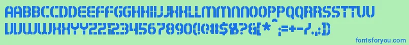 Exostencil-Schriftart – Blaue Schriften auf grünem Hintergrund