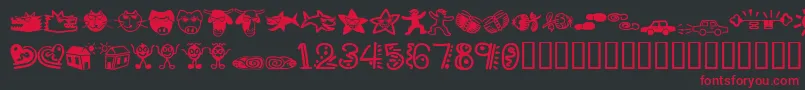 Popticsthreeextras Font – Red Fonts on Black Background