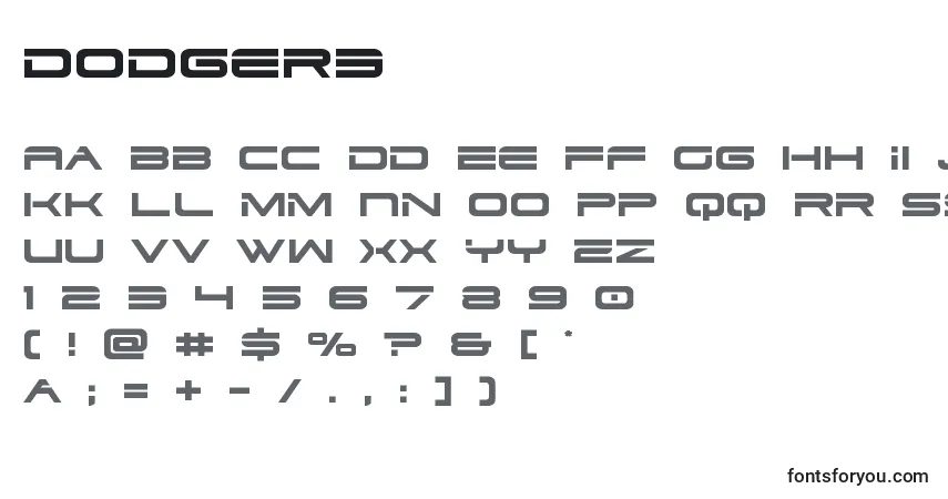 A fonte Dodger3 – alfabeto, números, caracteres especiais