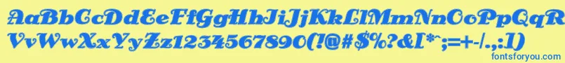 フォントDsSienaOutline – 青い文字が黄色の背景にあります。