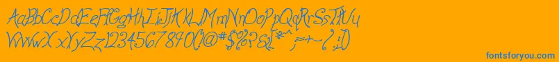 AnywayItalic-Schriftart – Blaue Schriften auf orangefarbenem Hintergrund