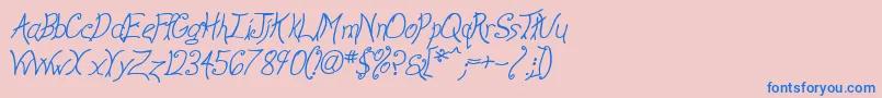 AnywayItalic-Schriftart – Blaue Schriften auf rosa Hintergrund