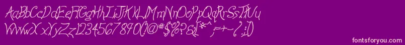 AnywayItalic Font – Pink Fonts on Purple Background