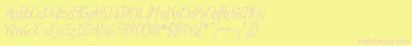 Fonte AnywayItalic – fontes rosa em um fundo amarelo