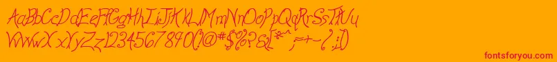 AnywayItalic-Schriftart – Rote Schriften auf orangefarbenem Hintergrund