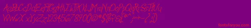 AnywayItalic-Schriftart – Rote Schriften auf violettem Hintergrund