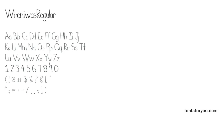 Fuente WheniwasRegular - alfabeto, números, caracteres especiales