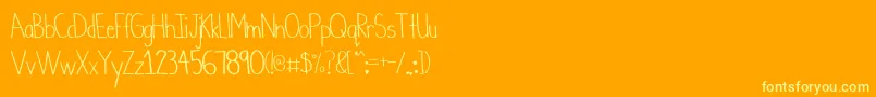 WheniwasRegular-Schriftart – Gelbe Schriften auf orangefarbenem Hintergrund