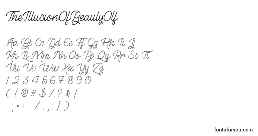 A fonte TheIllusionOfBeautyOtf – alfabeto, números, caracteres especiais