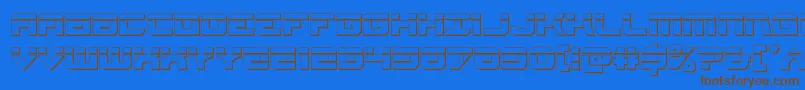 フォントGearheadbullet – 茶色の文字が青い背景にあります。