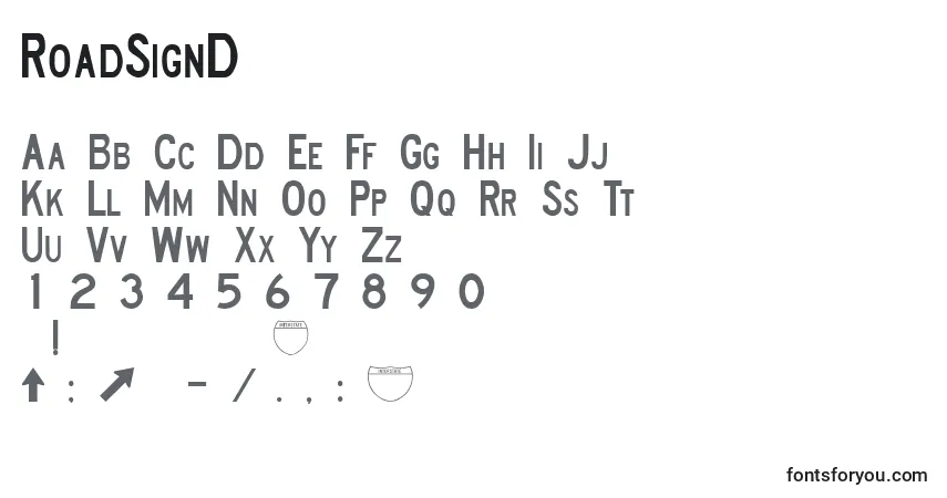 Fuente RoadSignD - alfabeto, números, caracteres especiales