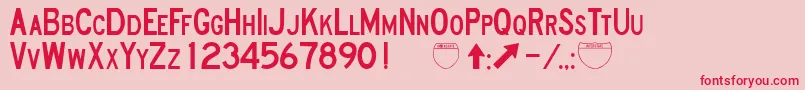 RoadSignD-Schriftart – Rote Schriften auf rosa Hintergrund
